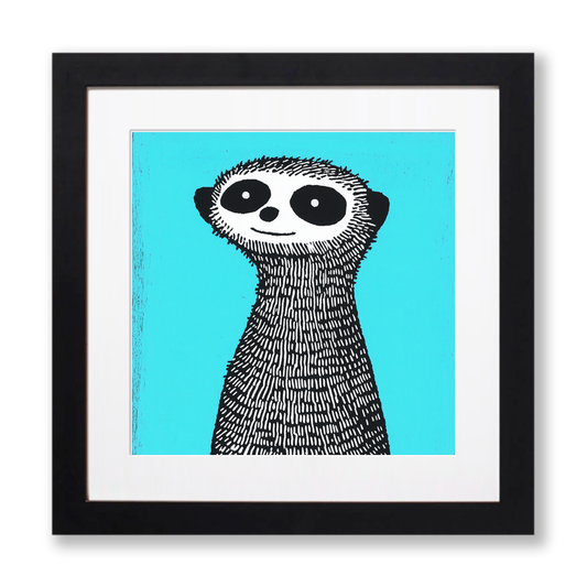 Cute Meerkat Pup Linoprint-Style Art (631-1)