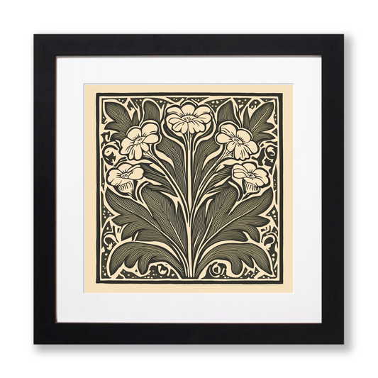 Bergenia Linoprint-Style Art (1696-1)