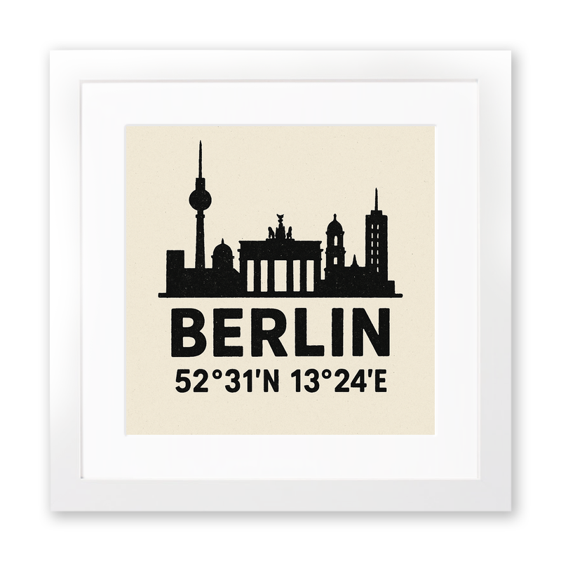 Place Coordinates Linoprint-Style Art (c333)