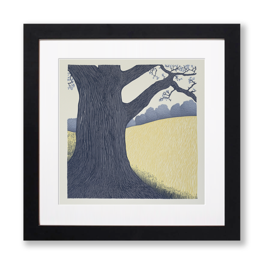 Bark texture on an old tree Linoprint-Style Art (2360-2)