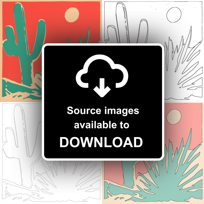 Cactus Linoprint-Style Art (1633-1)