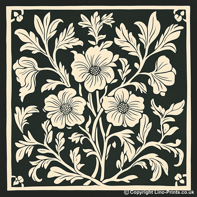 Primrose Linoprint-Style Art (1737-1)