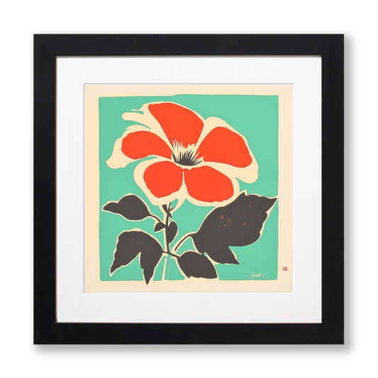 Petunia Linoprint-Style Art (1669-1)