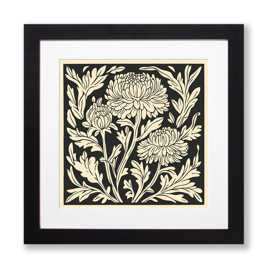 Chrysanthemum Linoprint-Style Art (1702-1)
