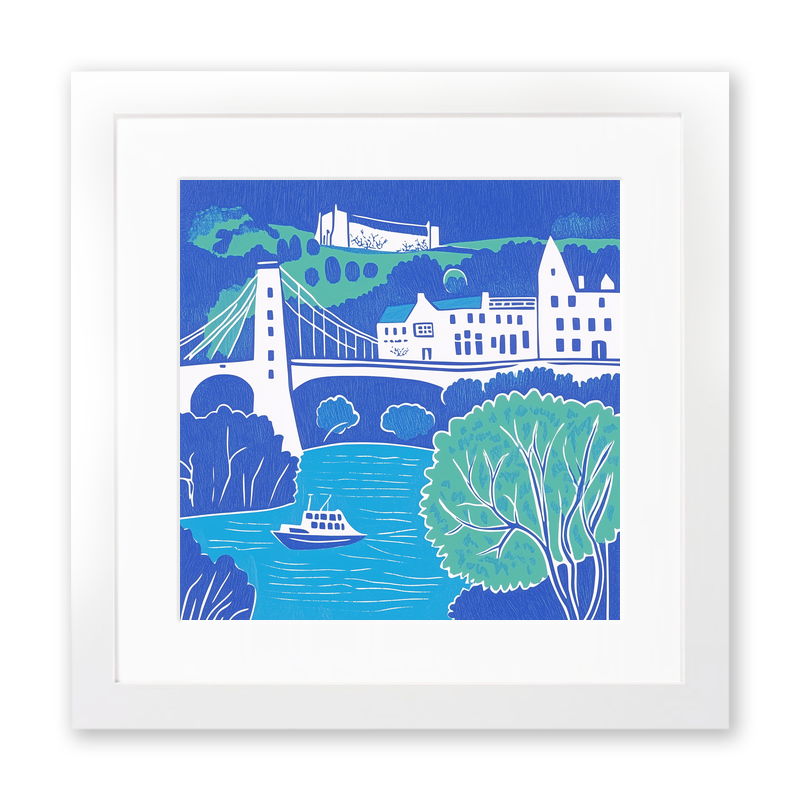 Clifton Suspension Bridge, Bristol Linoprint-Style Art (843-1)