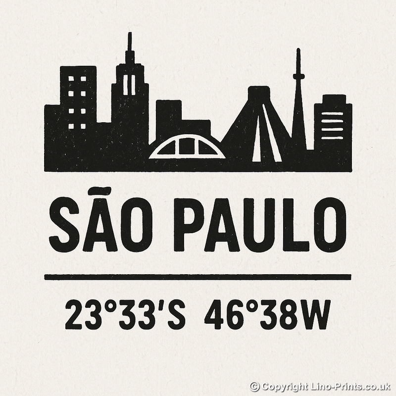 Place Coordinates Linoprint-Style Art (c282)