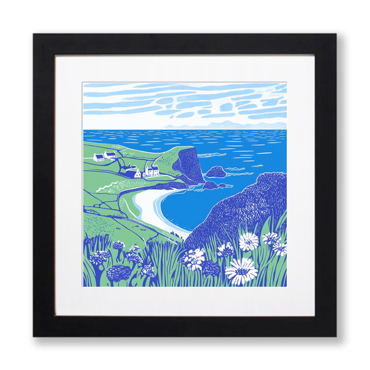 Kynance Cove Linoprint-Style Art (888-1)