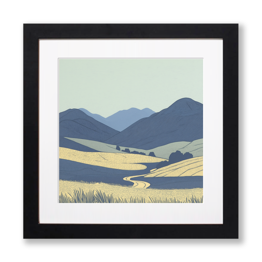 Blencathra skyline in the Lake District Linoprint-Style Art (2364-4)