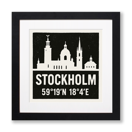 Place Coordinates Linoprint-Style Art (c299)