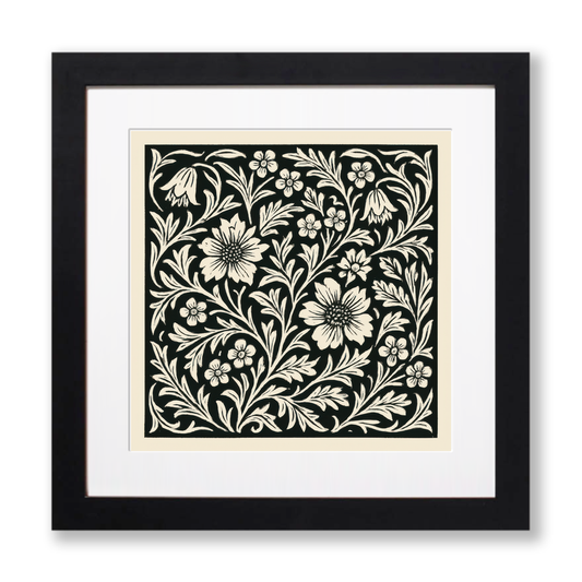 Flowers Linoprint-Style Art (c5)