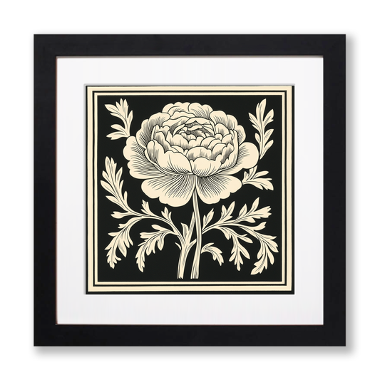 Ranunculus Linoprint-Style Art (1738-1)