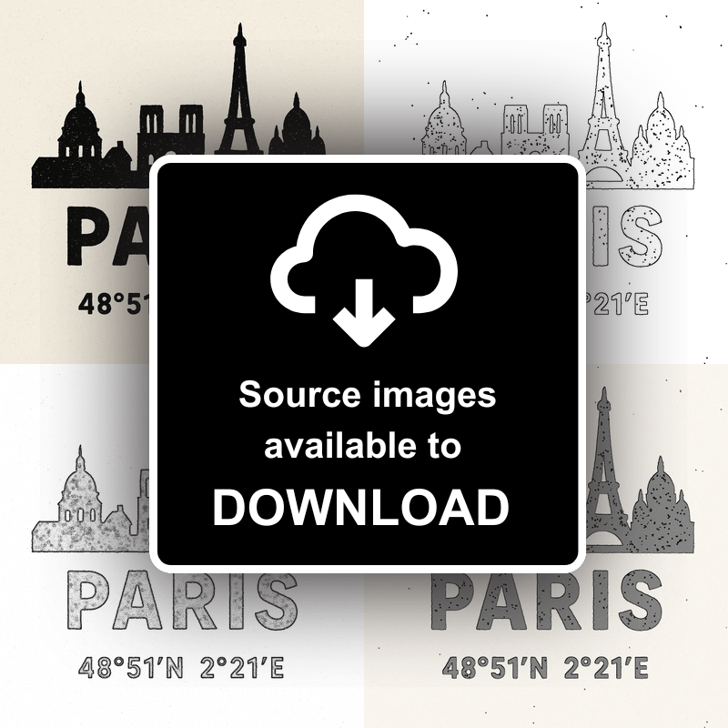 Place Coordinates Linoprint-Style Art (c347)