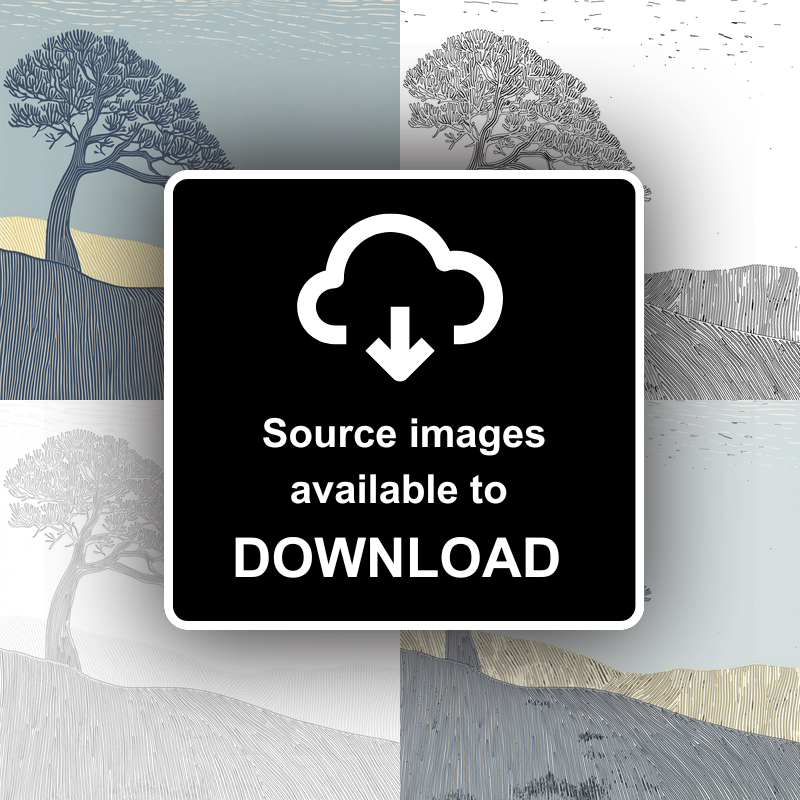 Scots Pine silhouette Linoprint-Style Art (2536-2)