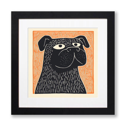 Bulldog Linoprint-Style Art (1454-2)