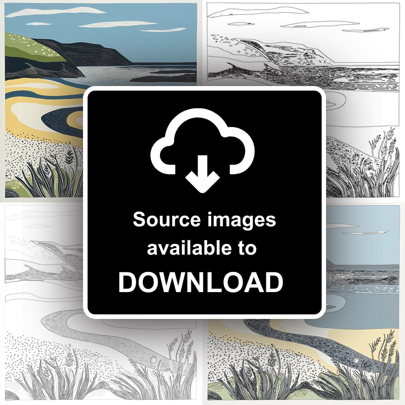 Sandwood Bay, Sutherland Linoprint-Style Art (1384-2)