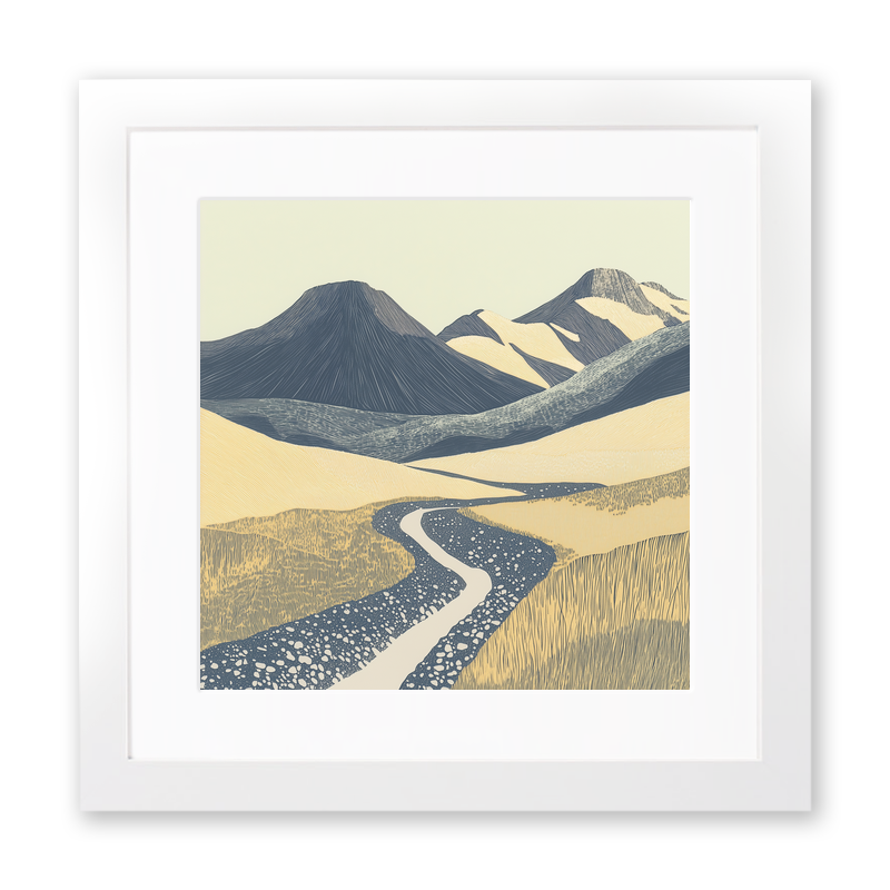 Scafell in the Lake District Linoprint-Style Art (2532-8)