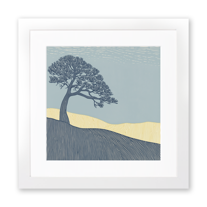 Scots Pine silhouette Linoprint-Style Art (2536-2)