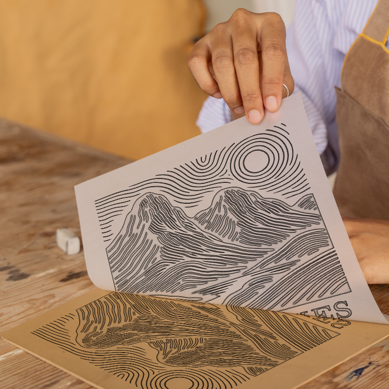 Mountains Linoprint-Style Art (c354)