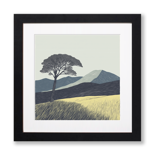 Skiddaw skyline silhouette Linoprint-Style Art (2549-2)