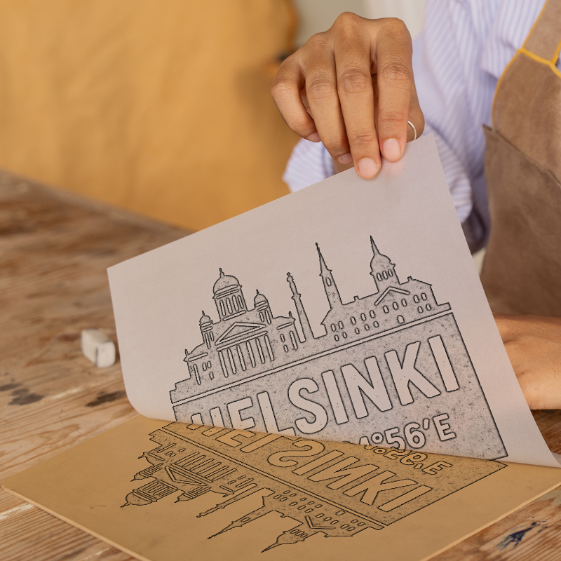 Place Coordinates Linoprint-Style Art (c297)