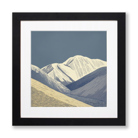 Blencathra skyline in the Lake District Linoprint-Style Art (2364-2)