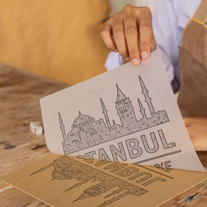 Place Coordinates Linoprint-Style Art (c329)