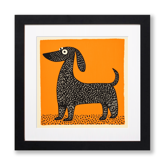 Dachshund Linoprint-Style Art (1461-1)