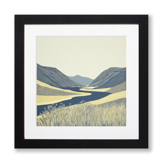 Grasmoor in the Lake District Linoprint-Style Art (2433-1)