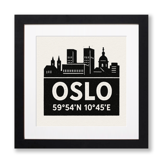 Place Coordinates Linoprint-Style Art (c300)