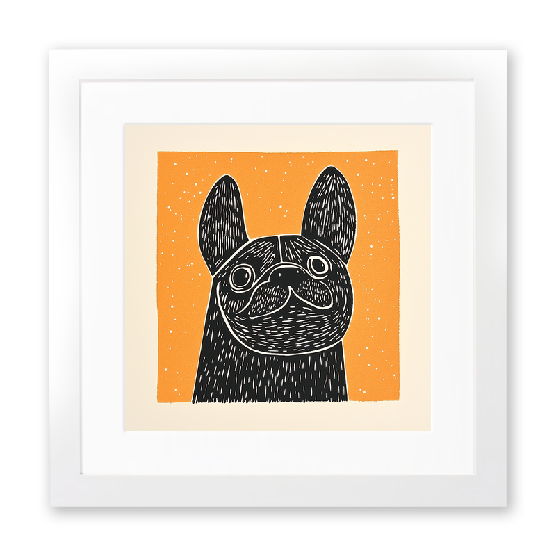 French Bulldog Linoprint-Style Art (1467-1)