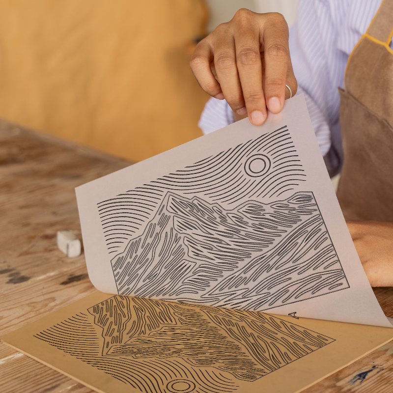 Mountains Linoprint-Style Art (c364)