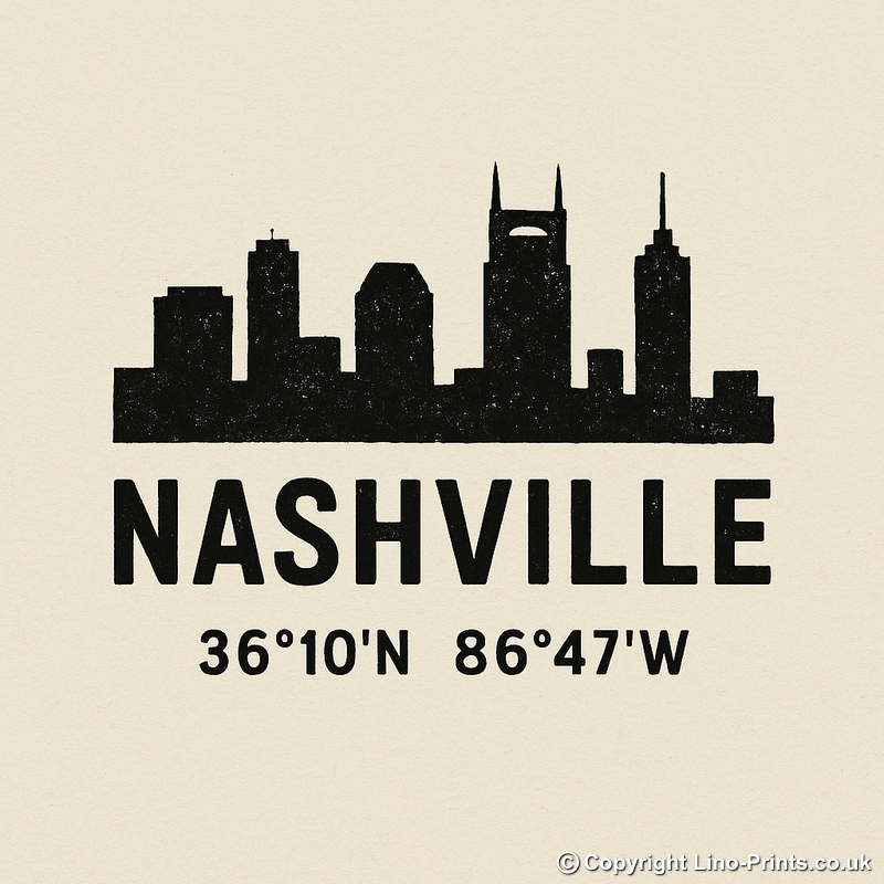 Place Coordinates Linoprint-Style Art (c264)