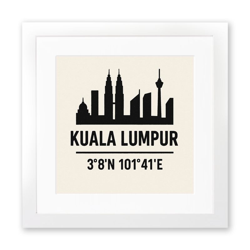 Place Coordinates Linoprint-Style Art (c337)