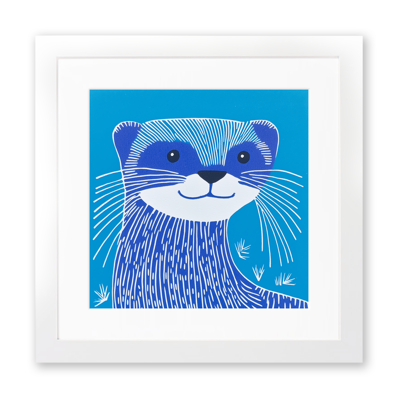 Cute Ferret Linoprint-Style Art (912-2)