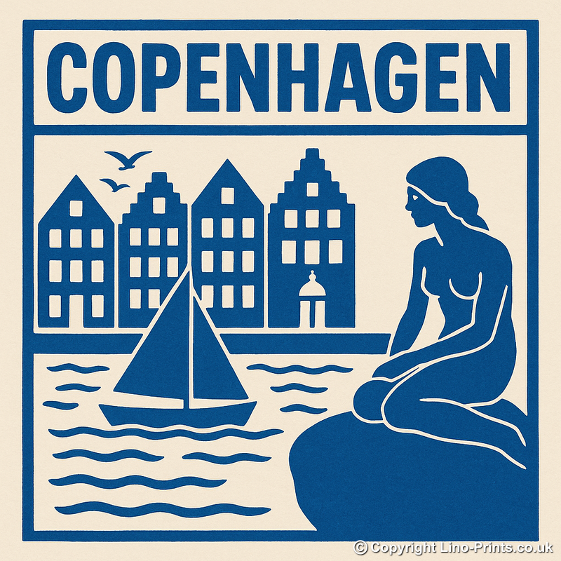 Cities Linoprint-Style Art (c209)