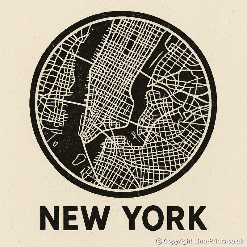 Maps Linoprint-Style Art (c27)