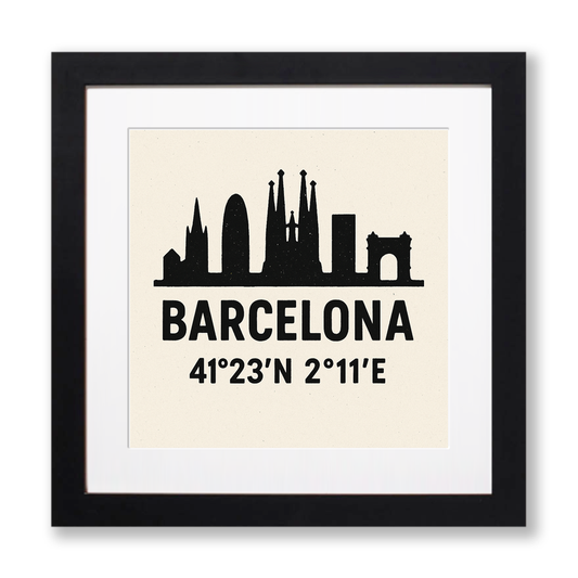 Place Coordinates Linoprint-Style Art (c330)