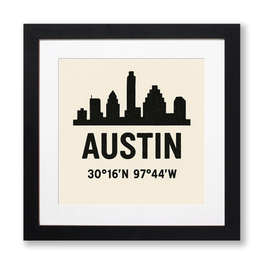 Place Coordinates Linoprint-Style Art (c265)