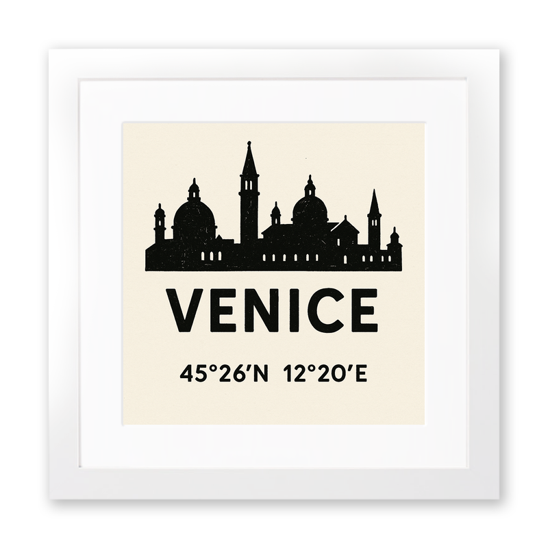 Place Coordinates Linoprint-Style Art (c269)