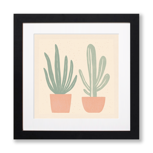 Cactus Linoprint-Style Art (1503-1)