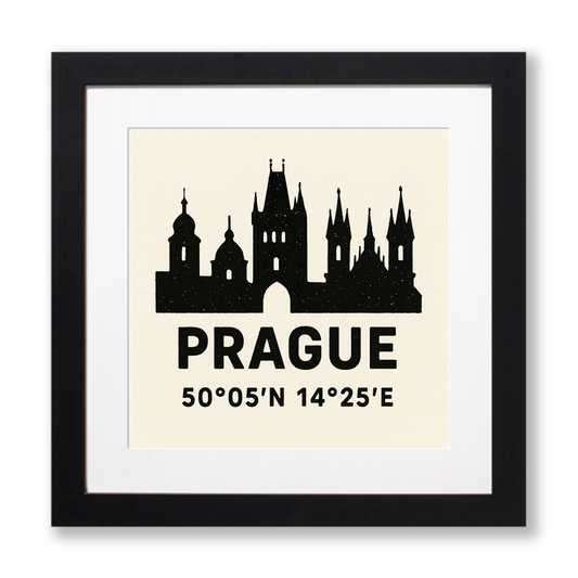 Place Coordinates Linoprint-Style Art (c308)