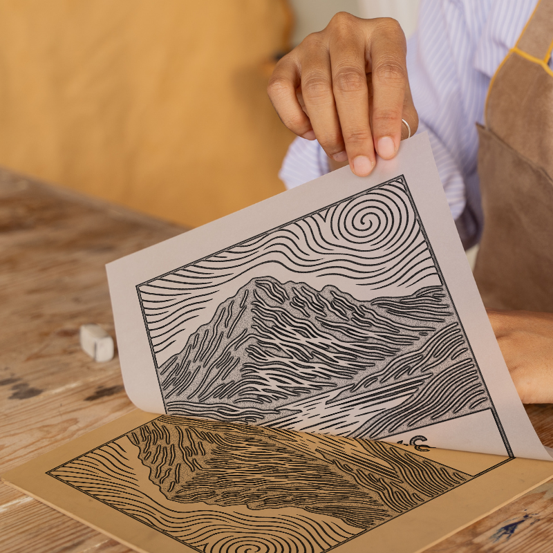Mountains Linoprint-Style Art (c360)