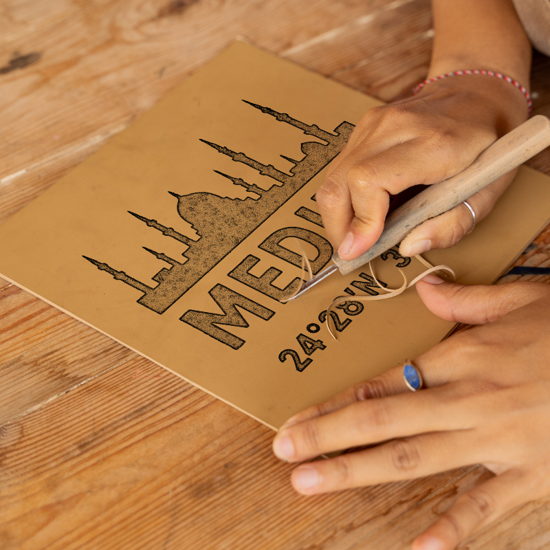Place Coordinates Linoprint-Style Art (c267)