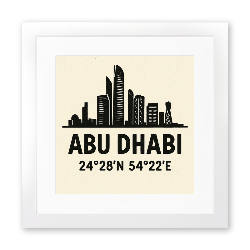 Place Coordinates Linoprint-Style Art (c287)