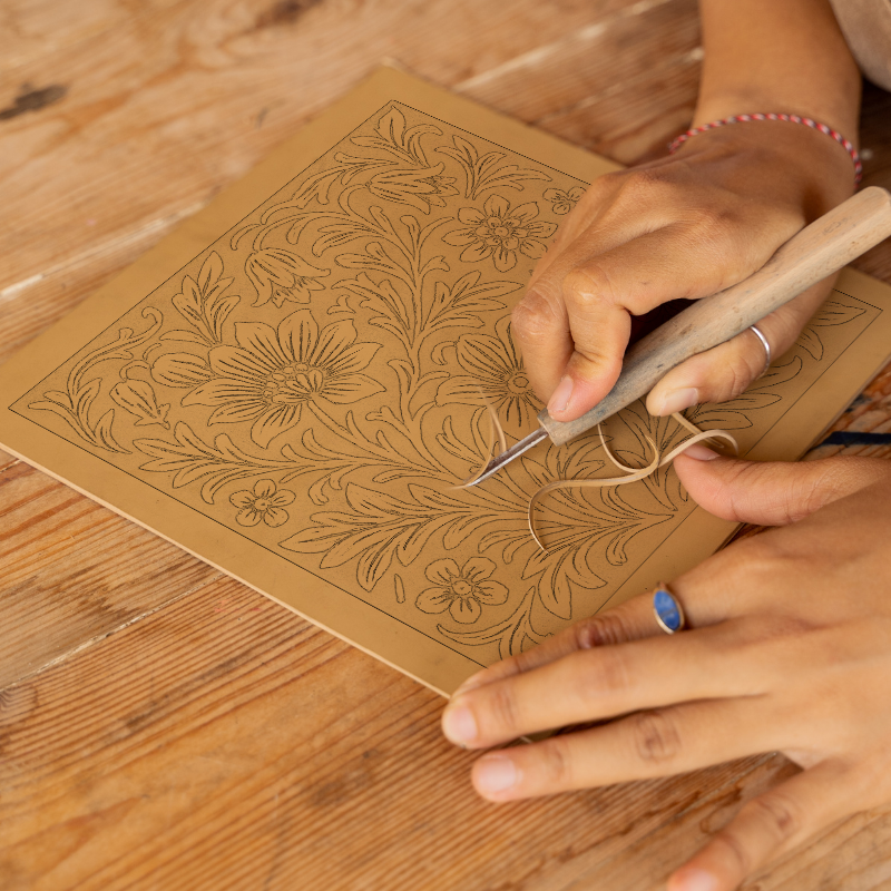 Flowers Linoprint-Style Art (c6)