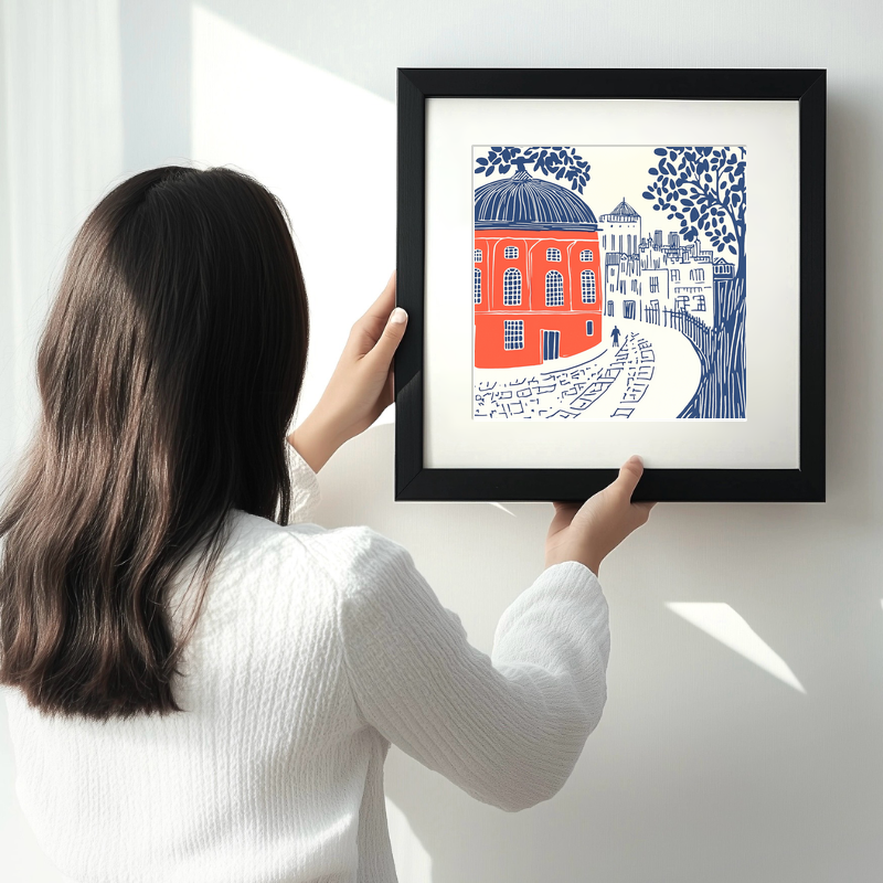 Oxford Radcliffe Camera Linoprint-Style Art (862-1)