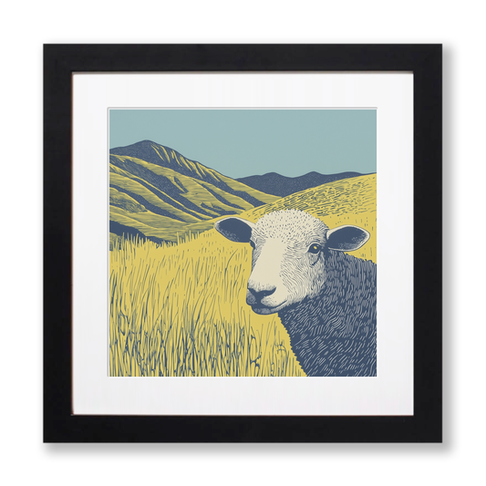 Herdwick sheep portrait Linoprint-Style Art (2449-2)