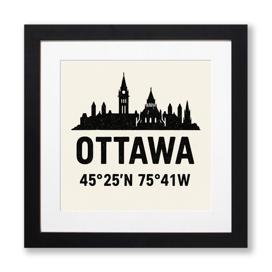 Place Coordinates Linoprint-Style Art (c294)