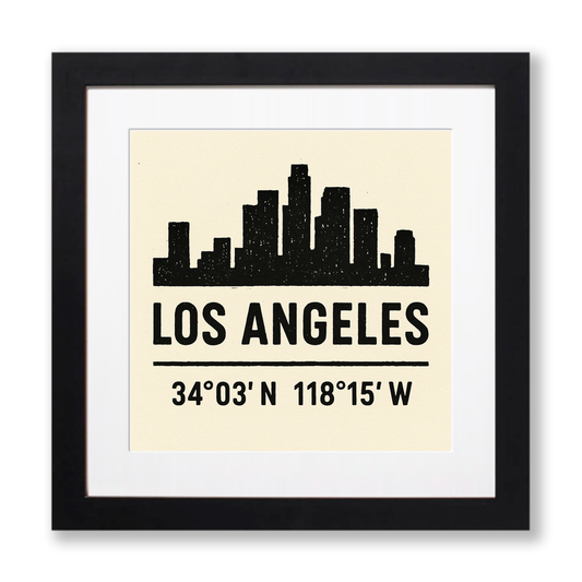 Place Coordinates Linoprint-Style Art (c331)