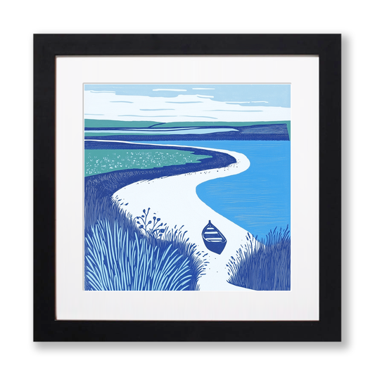 Tide coming in at Thornham Linoprint-Style Art (1841-1)